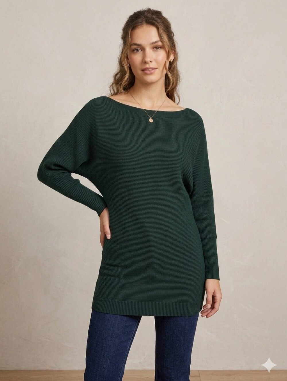 Dynamite Forest Green Off-the-Shoulder Sweater
